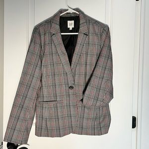 Plaid one-button blazer by Gap